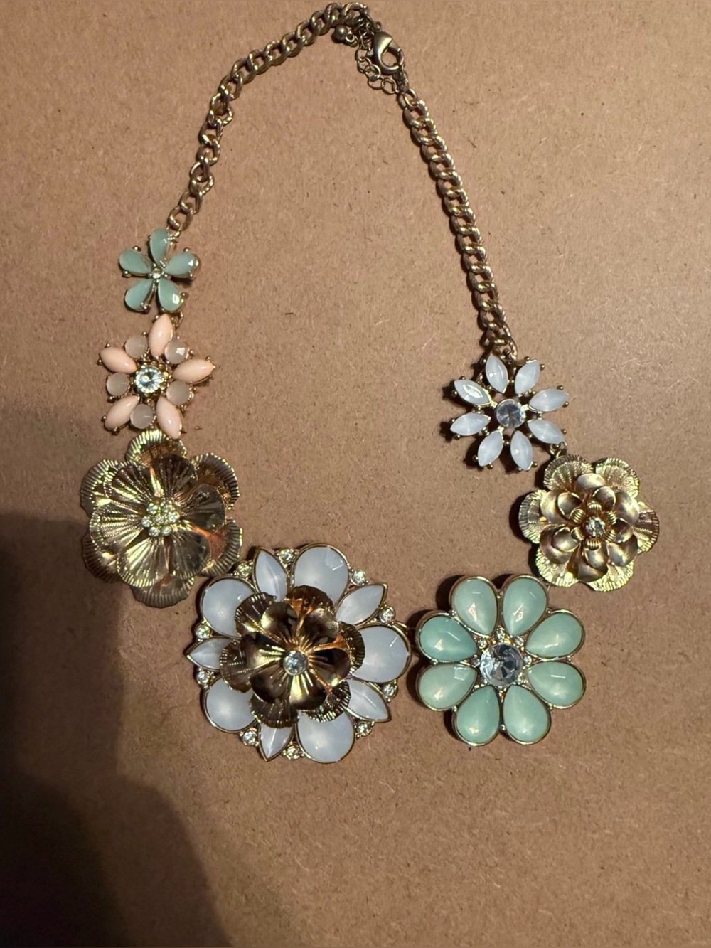 Akola blue and teal floral statement necklace.
